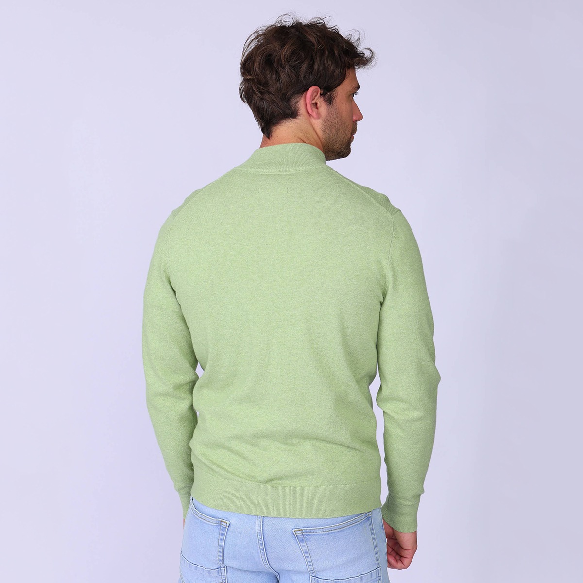 Pull col camionneur vert clair, MISE AU GREEN