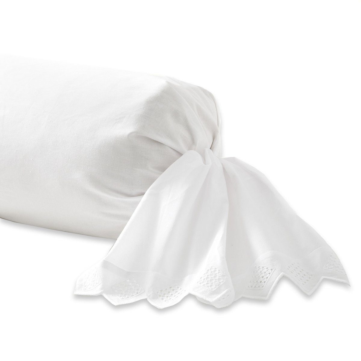 Taie de traversin brodée en coton, OPÉRA blanc, A DEMAIN