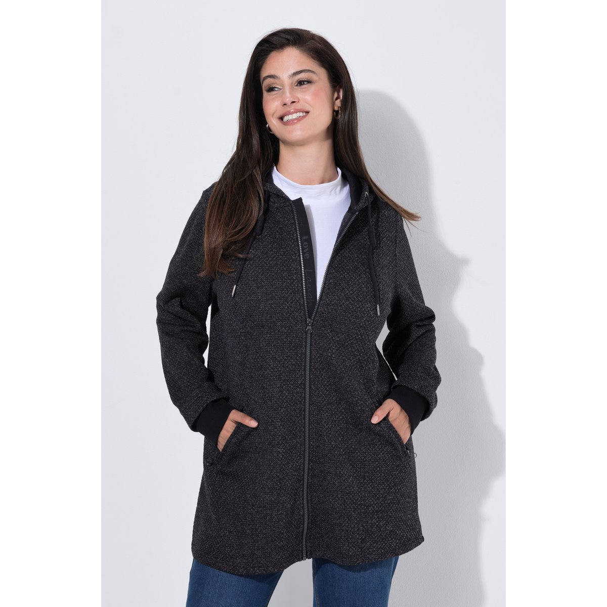 Veste en maille polaire, message noir, ULLA POPKEN