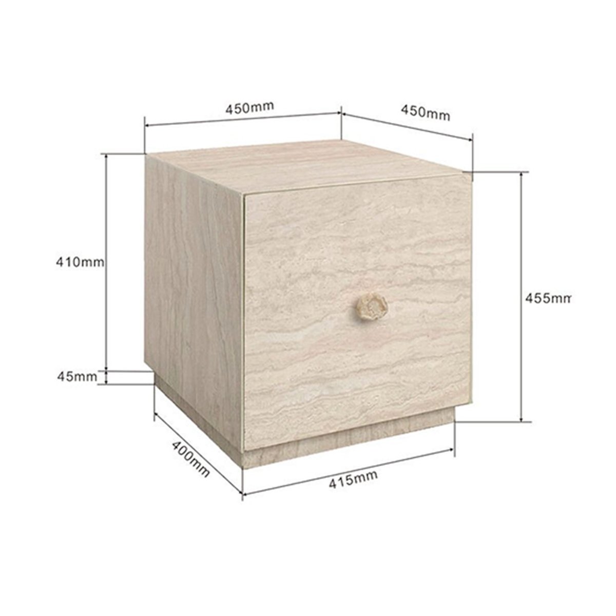 Chevet 1 tiroir imitation pierre, TRAVERTINO beige, KARE DESIGN