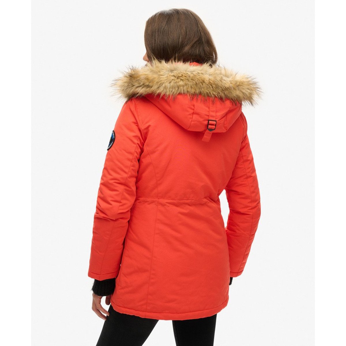 Parka à capuche imitation fourrure mi longue orange vif, SUPERDRY