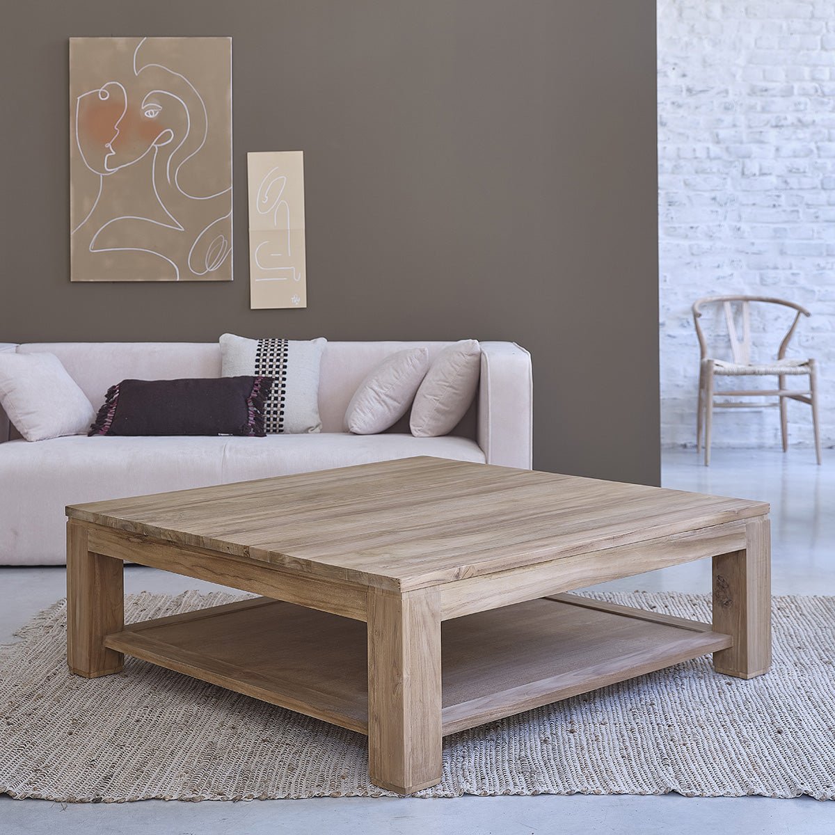 Table basse en bois de teck 120 cm  BOSTON naturel, BERAH GETAH