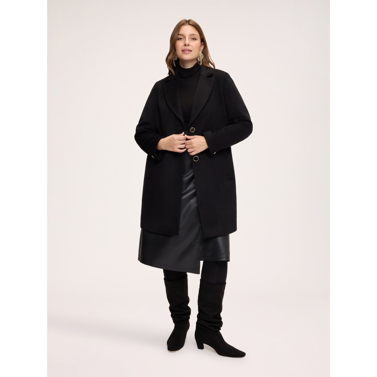 Manteau croisé simple boutonnage noir, FIORELLA RUBINO
