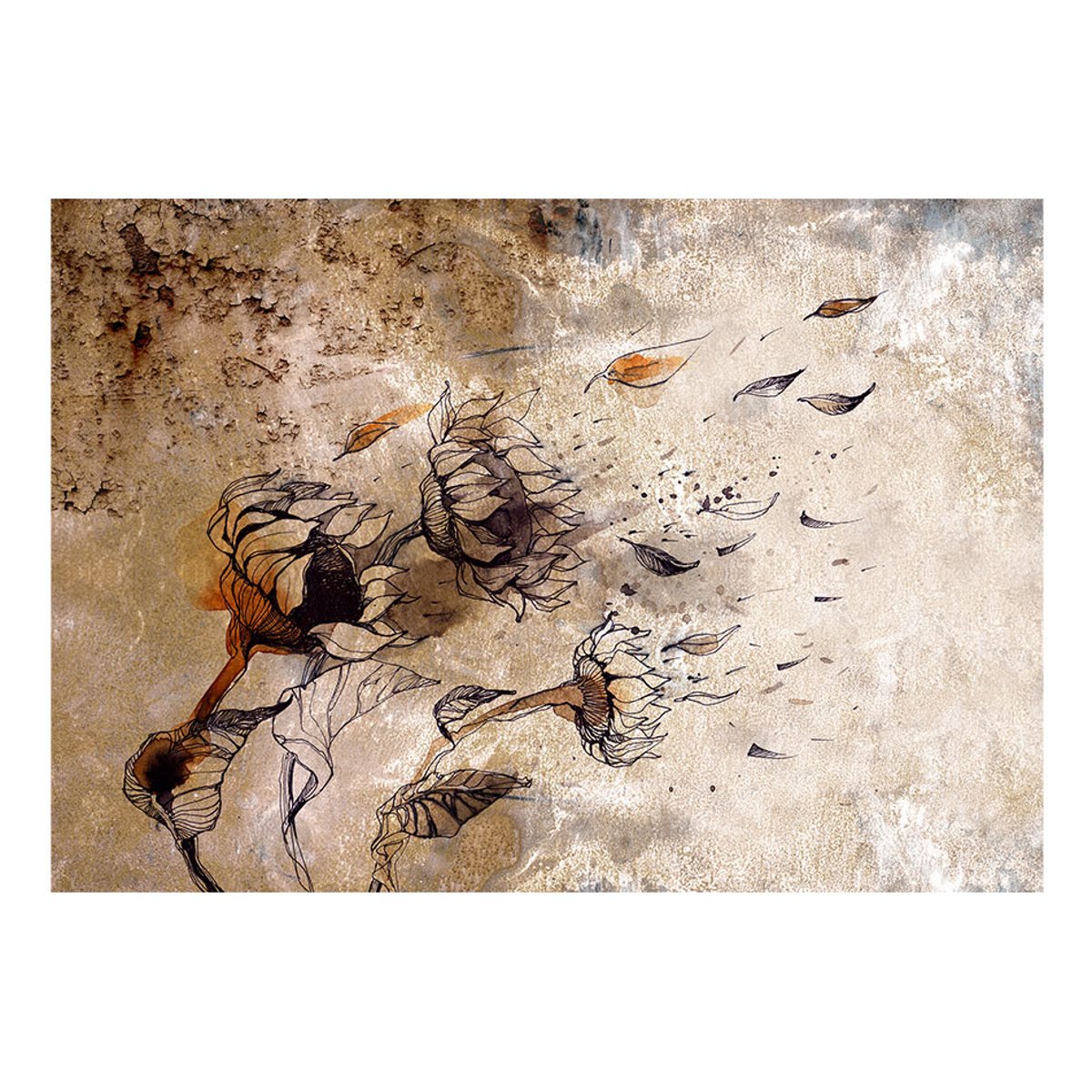 Papier peint intissé panoramique Fleurs Breath of wind beige, EDEN