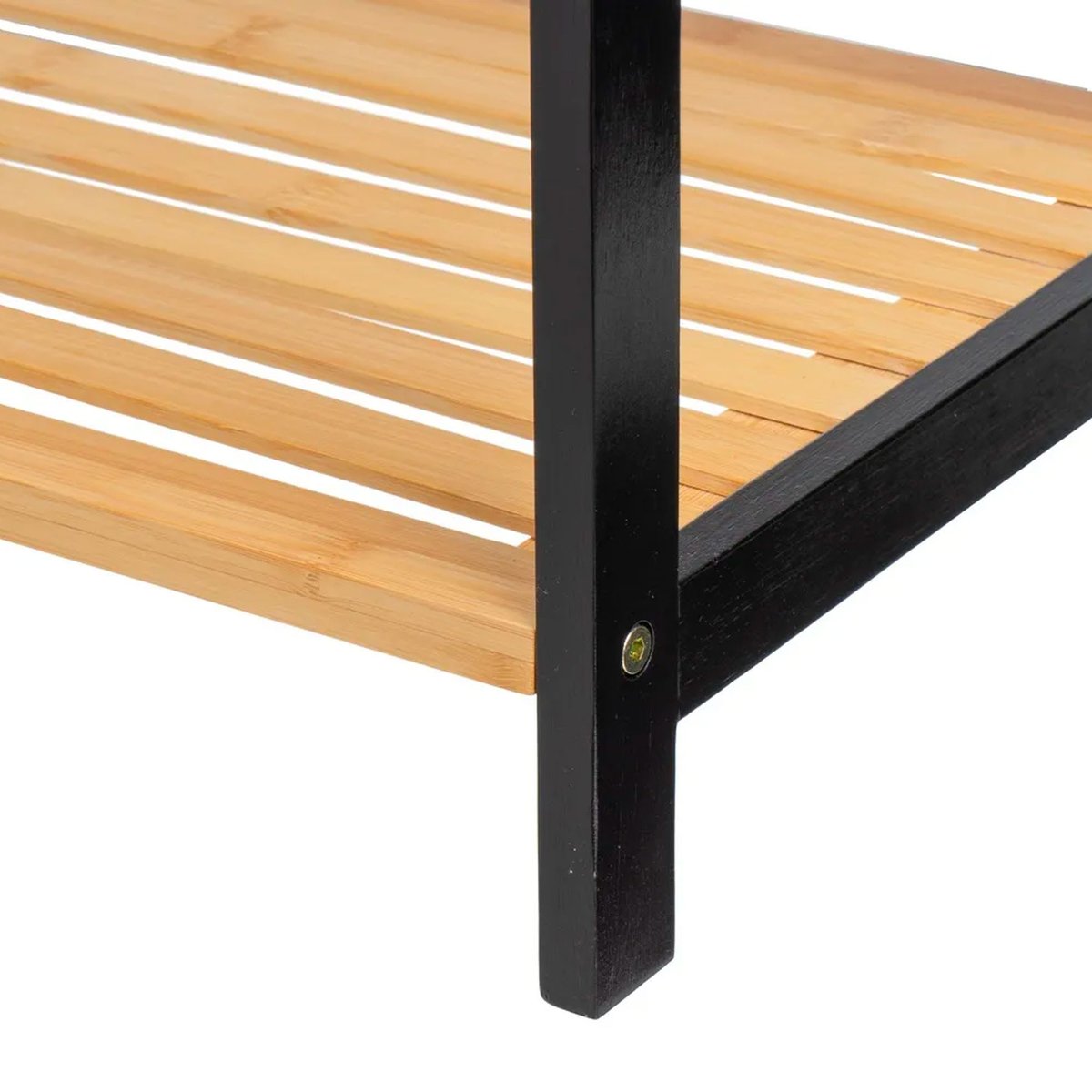Porte serviette sur pied en bambou noir avec étagère 51x31x85cm noir, WADIGA