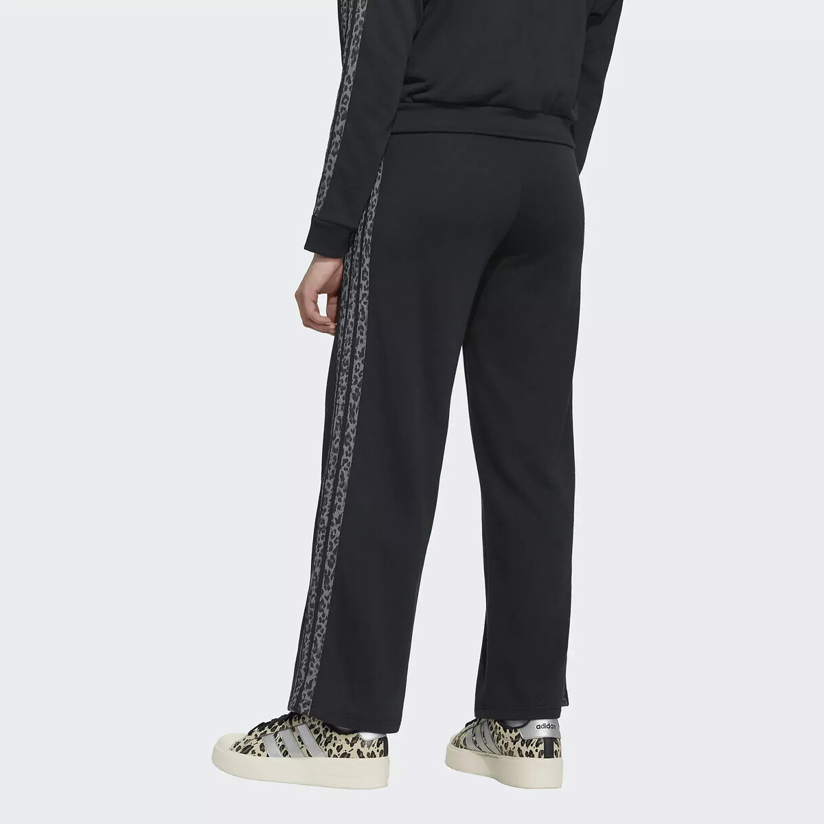 Wijdvallende joggingbroek met strepen in luipaardprint zwart, ADIDAS SPORTSWEAR