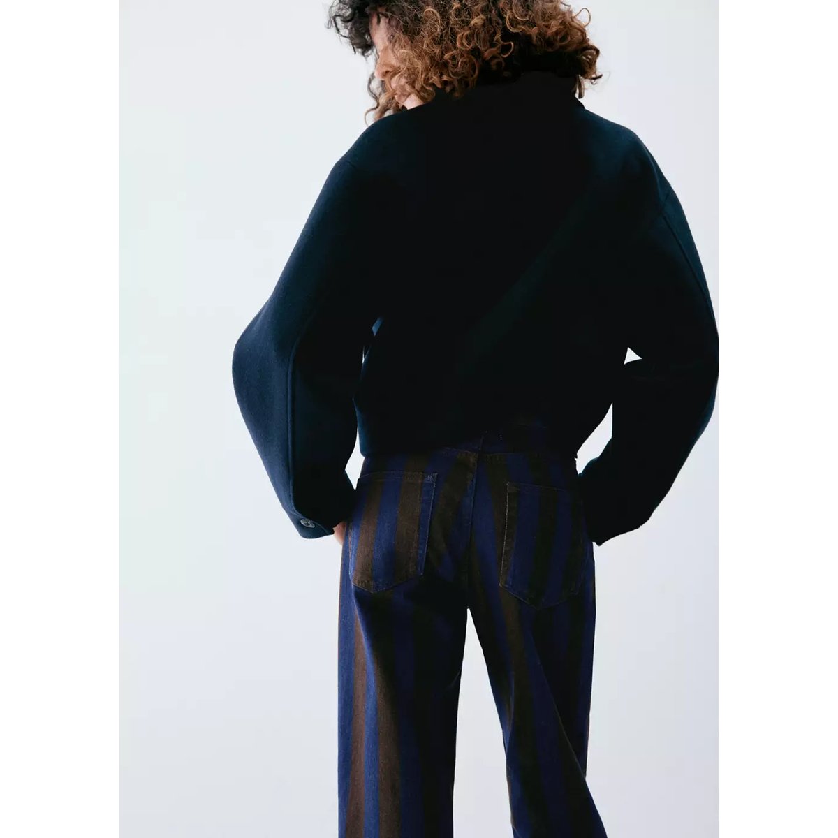 Jean à rayures regular waist bleu, MANGO