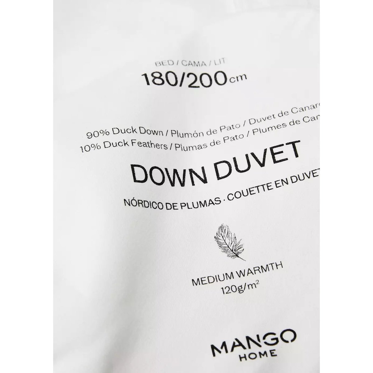 Couette duvet Lit 90 cm blanc, MANGO HOME