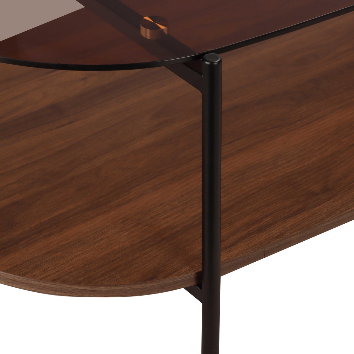 Table basse en verre ovale 120 x 55 x 40 cm, RUBY marron, OVIALA