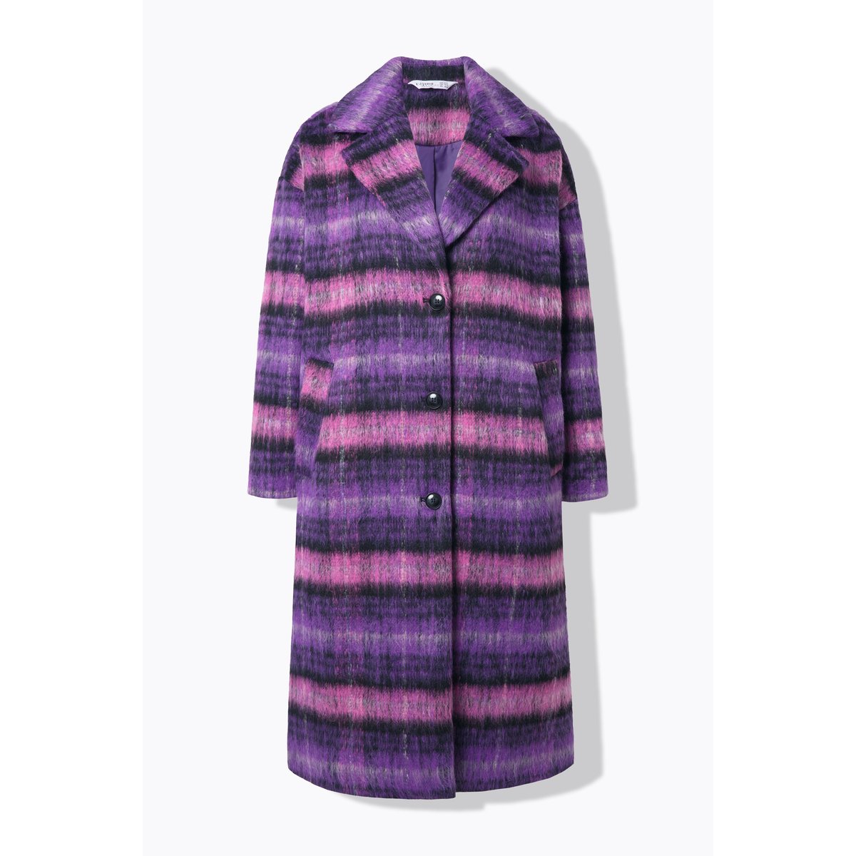 Manteau oversize à carreaux. Manches longues violet, STUDIO UNTOLD