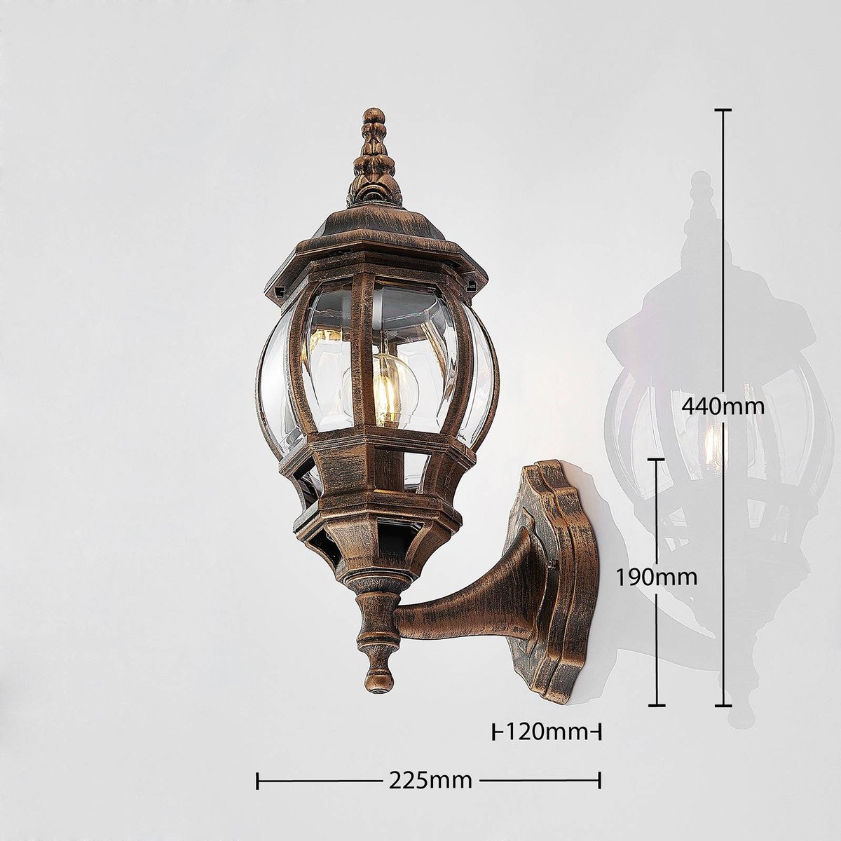 Applique extérieure antique, Nadesha or brossé, LINDBY