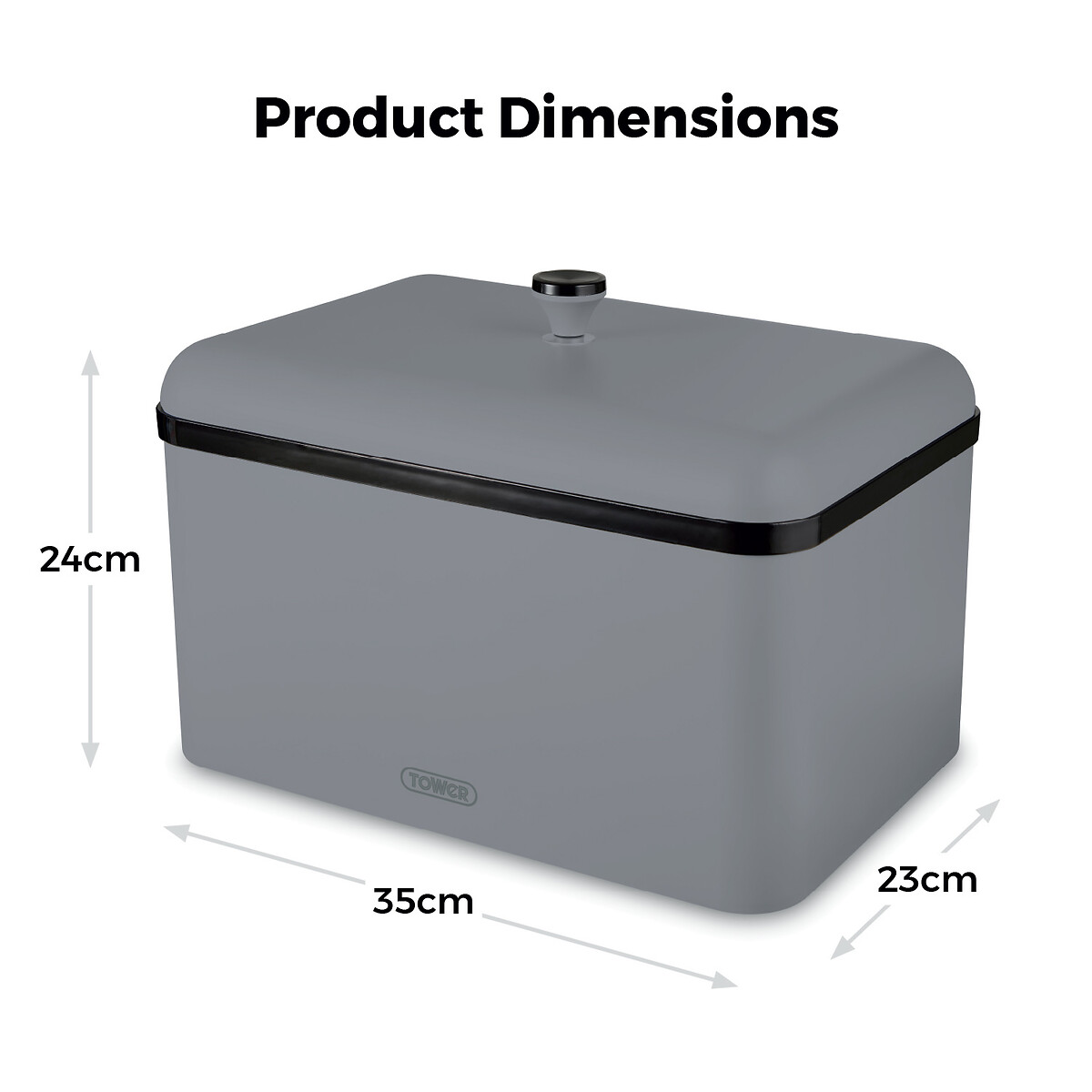 Sera Bread Bin with Smoked Trim grey, TOWER