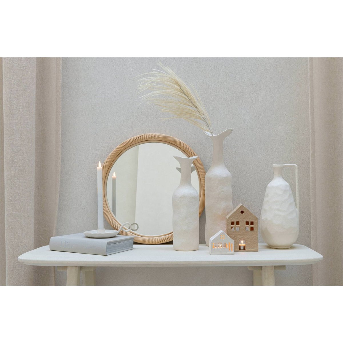 Miroir mural rond en rotin fait main naturel, RECOLLECTION