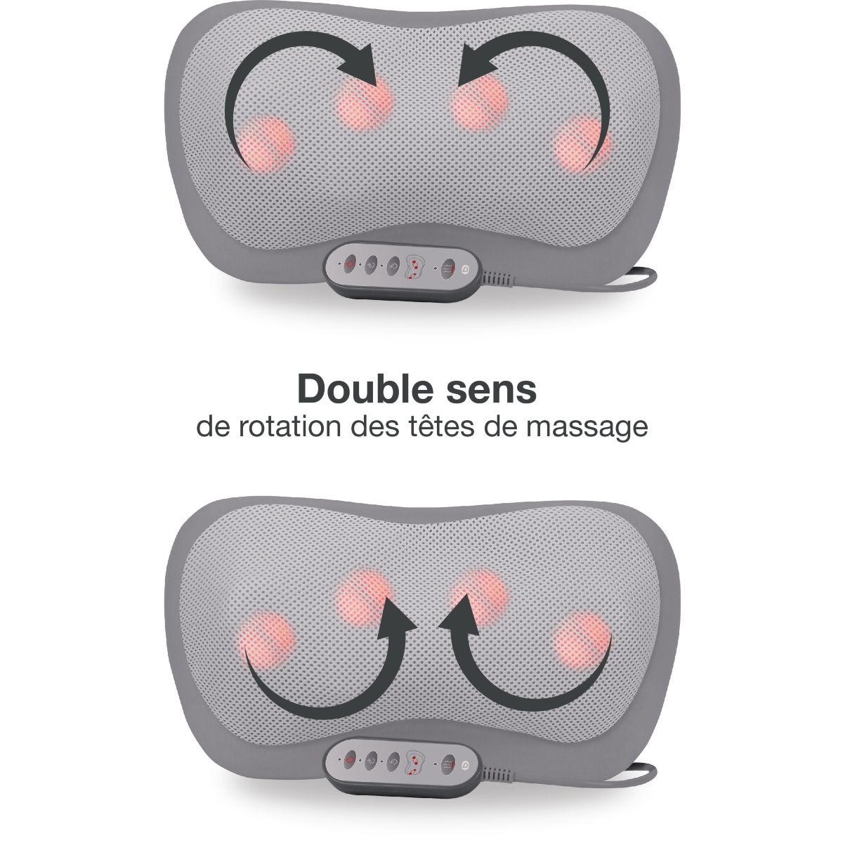 Coussin massant chauffant rechargeable eden gris, ESSENTIEL B