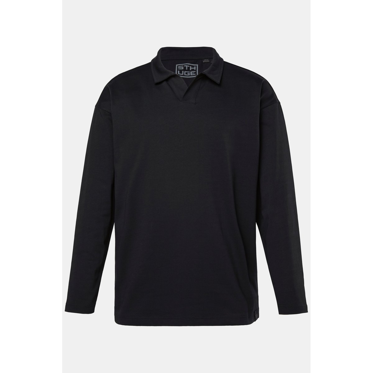 Polo à manches longues, coupe oversize noir, STHUGE