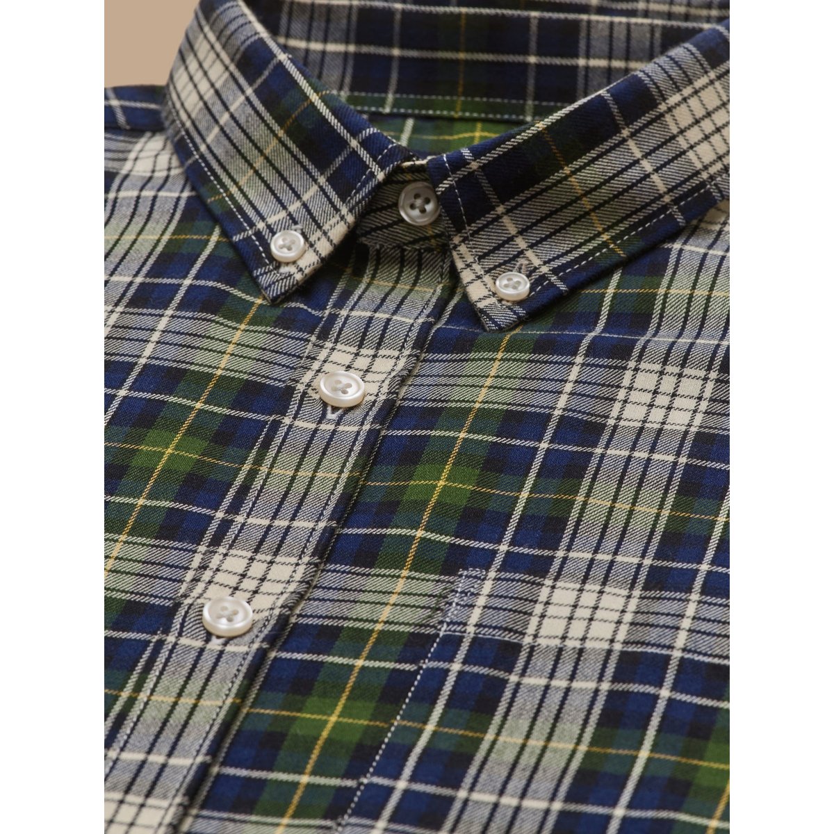 Chemise carreaux  - coupe contemporaine carreaux vert/jaune, CYRILLUS