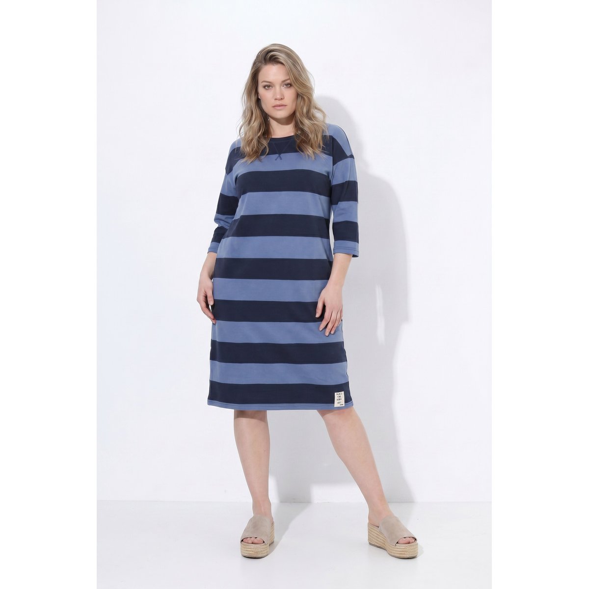 Robe en molleton à rayures marine, ULLA POPKEN