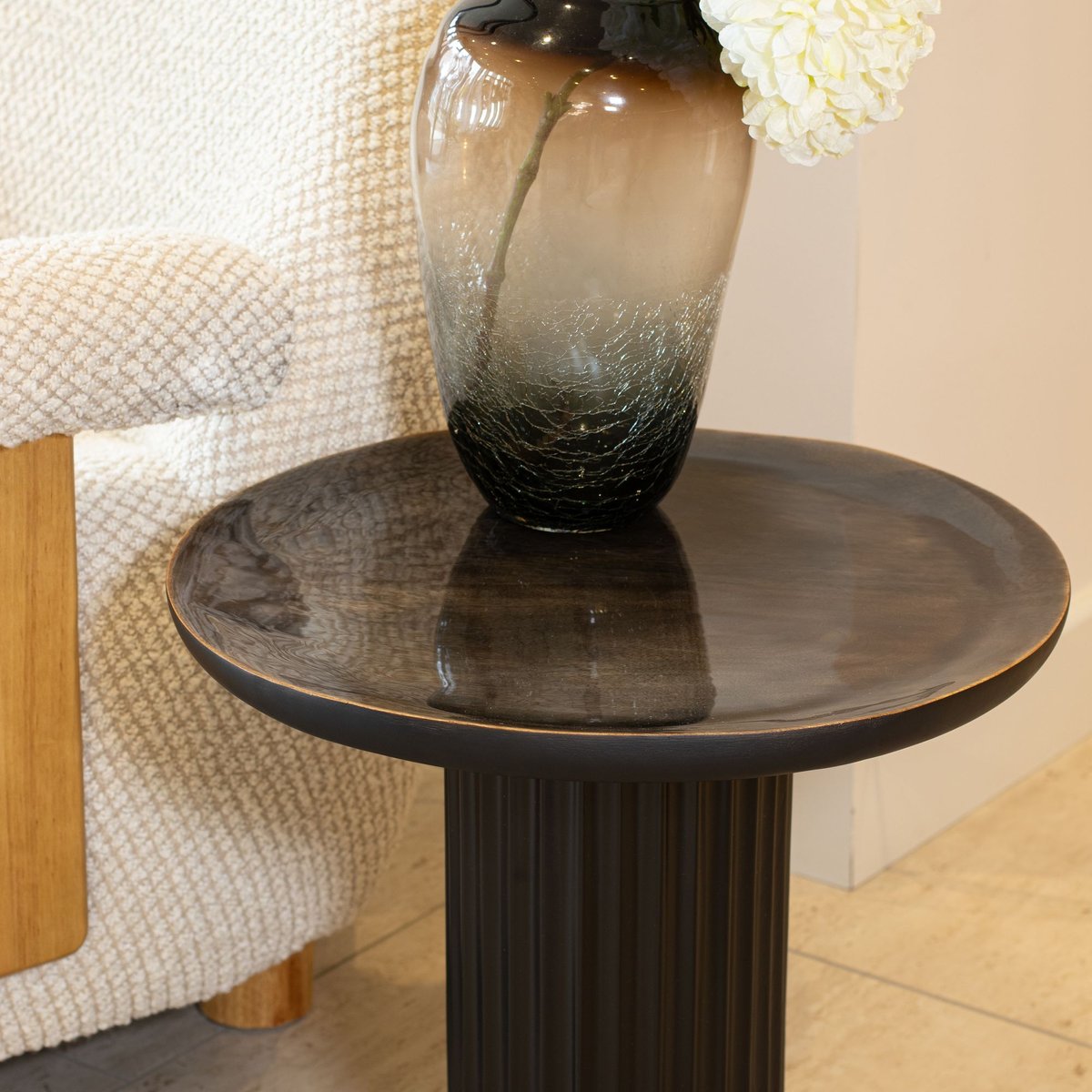 Meuble d'appoint en bois de manguier et pied en métal, SOREN noir, NOW'S HOME