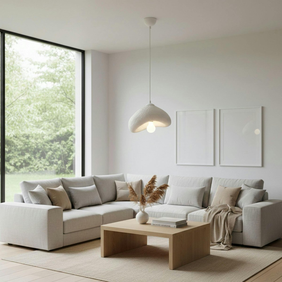 Suspension chambre blanche design organique 30 cm NOXIS blanc, PIER IMPORT