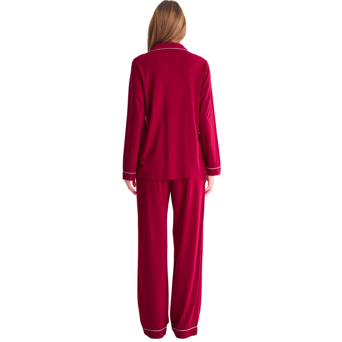 Pyjama pantalon chemise manches longues TARA rouge, LISCA