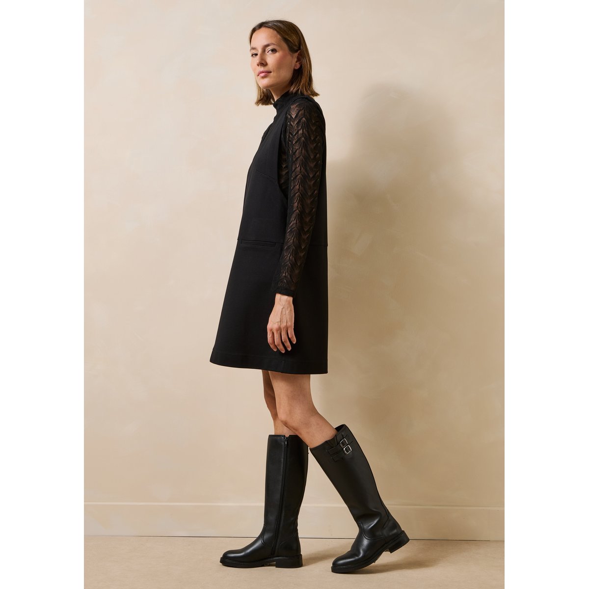 Bottes cavalières en cuir noir, LA FEE MARABOUTEE