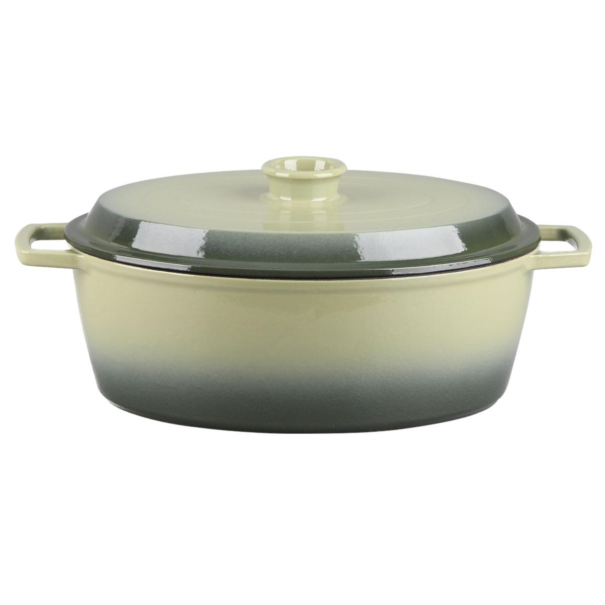 Cocotte en fonte ovale 33cm - "Masseiron Olivine" couleur unique, LAGUIOLE CUISSON