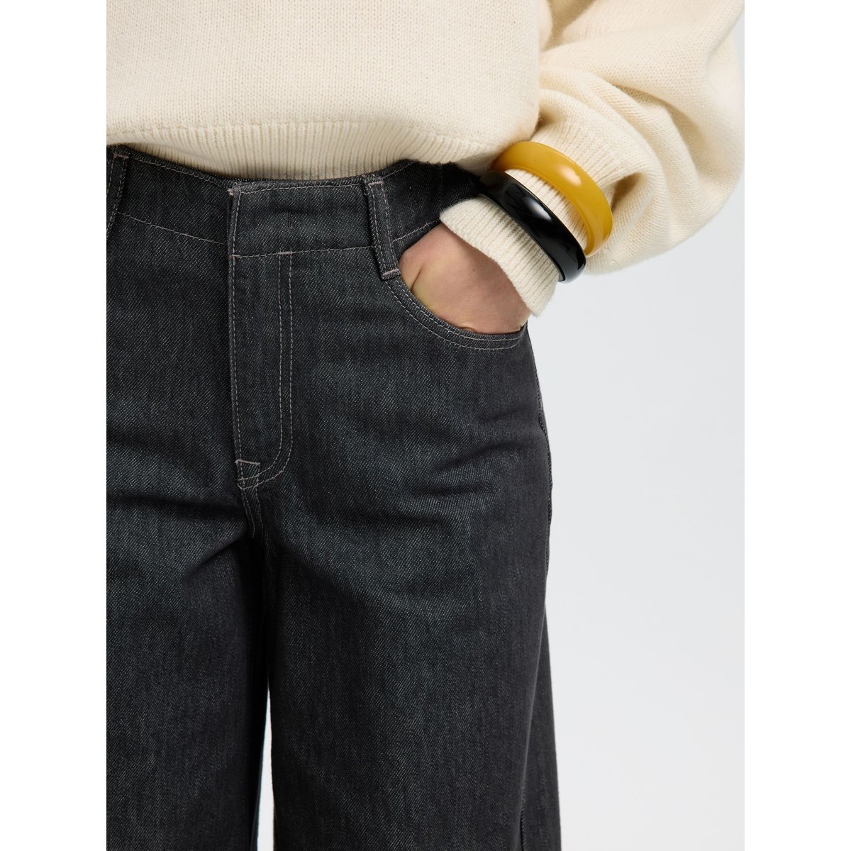 Jean Large gris - dark grey denim1, SELECTED