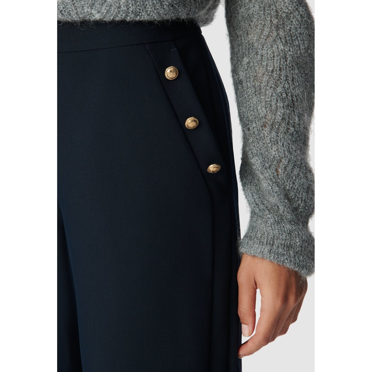 Pantalon droit flanelle bleu marine, IKKS