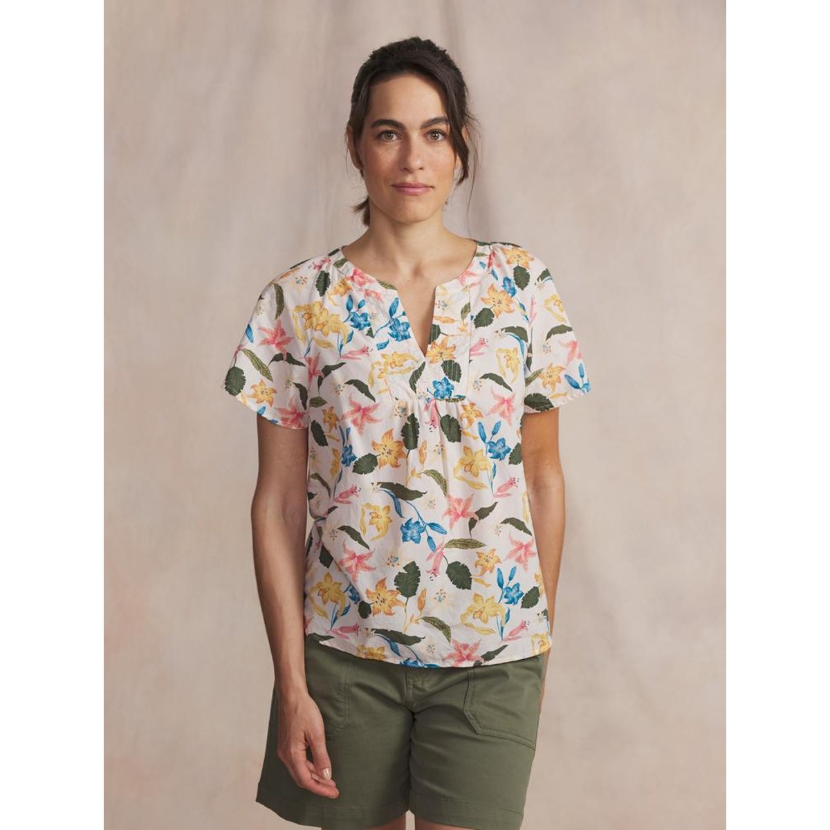 Blouse encolure ronde avec fente GYSELMIS craie, TBS
