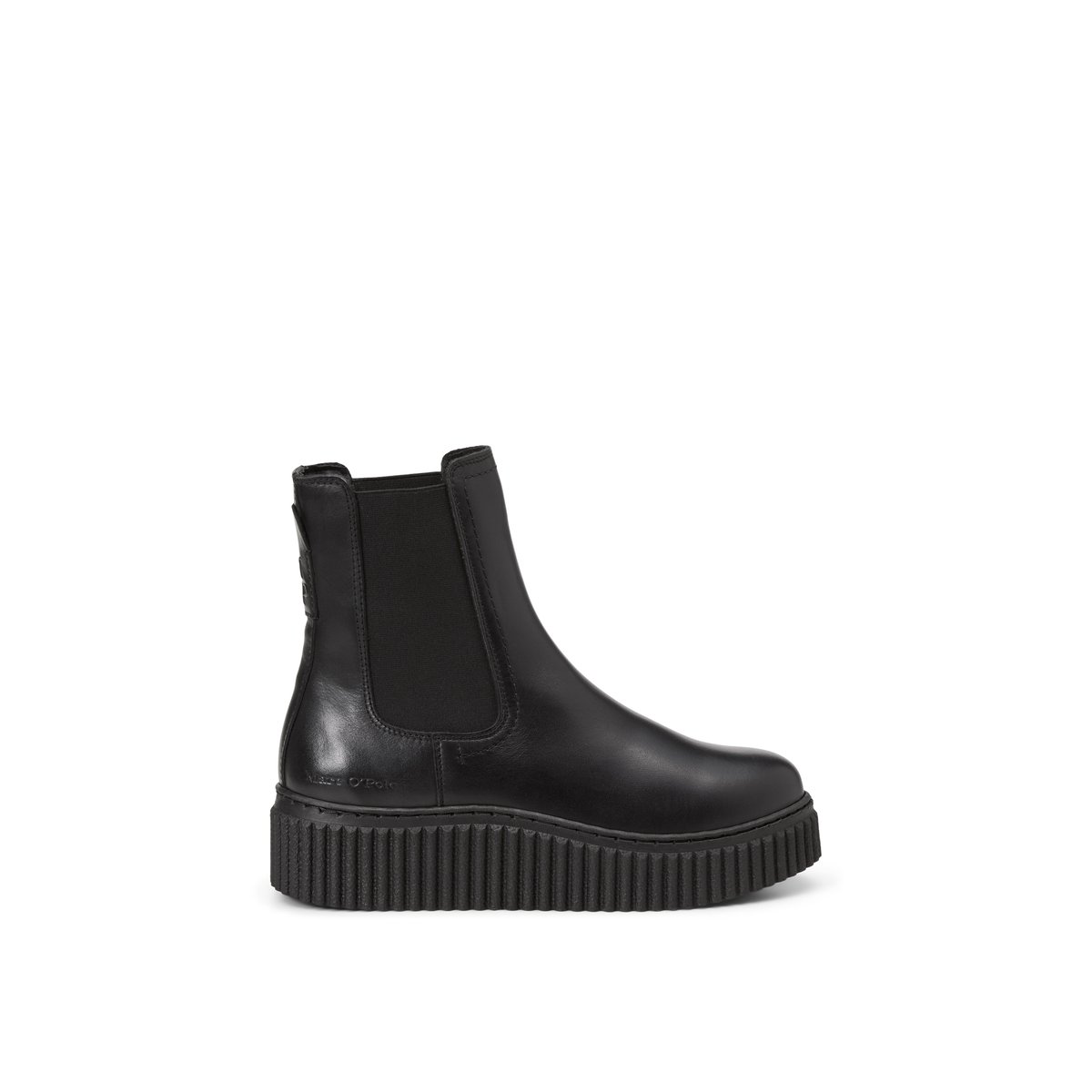 Bottines Chelsea modèle Bianca en cuir de vachette souple noir, MARC O'POLO