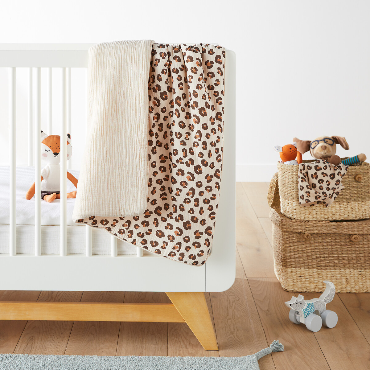 Couverture bébé gaze de coton, Kumla léopard imprimé léopard, LA REDOUTE INTERIEURS