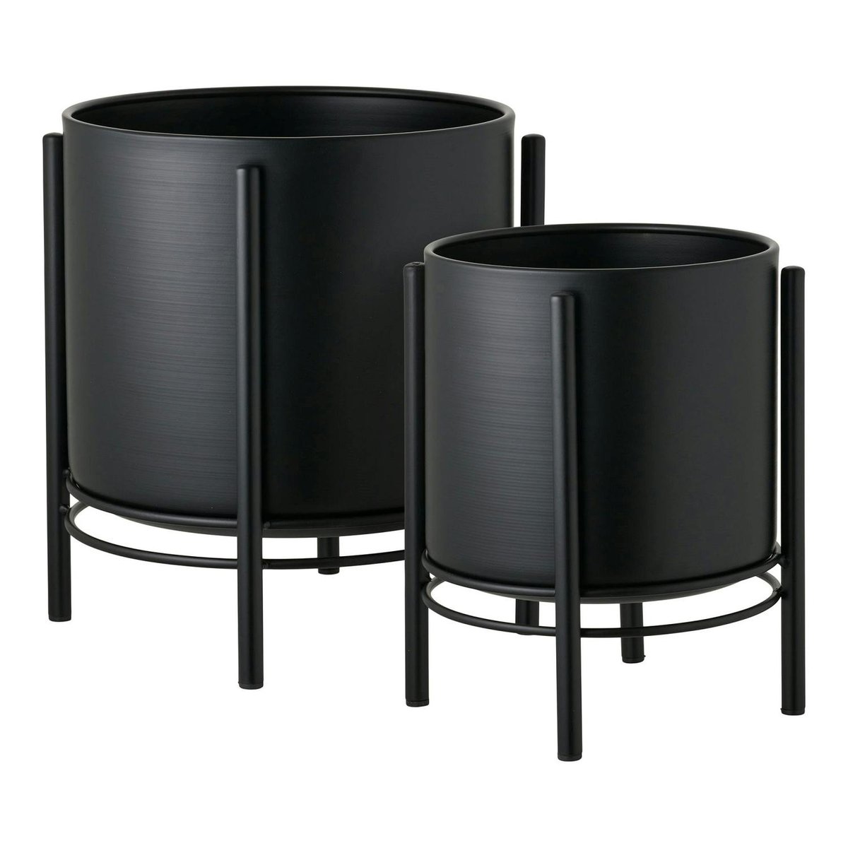 Cache-pot noir design sur petits pieds (lot de 2) marron, PIER IMPORT
