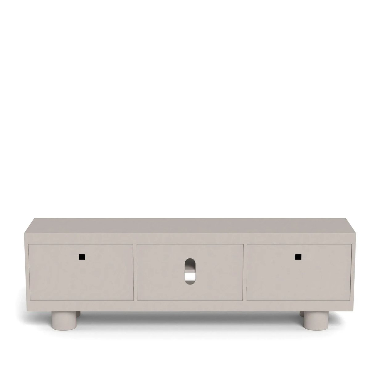 Meuble TV bas design 2 portes 2 niches gris L160 - MAGDA gris, HELLIN, DEPUIS 1862