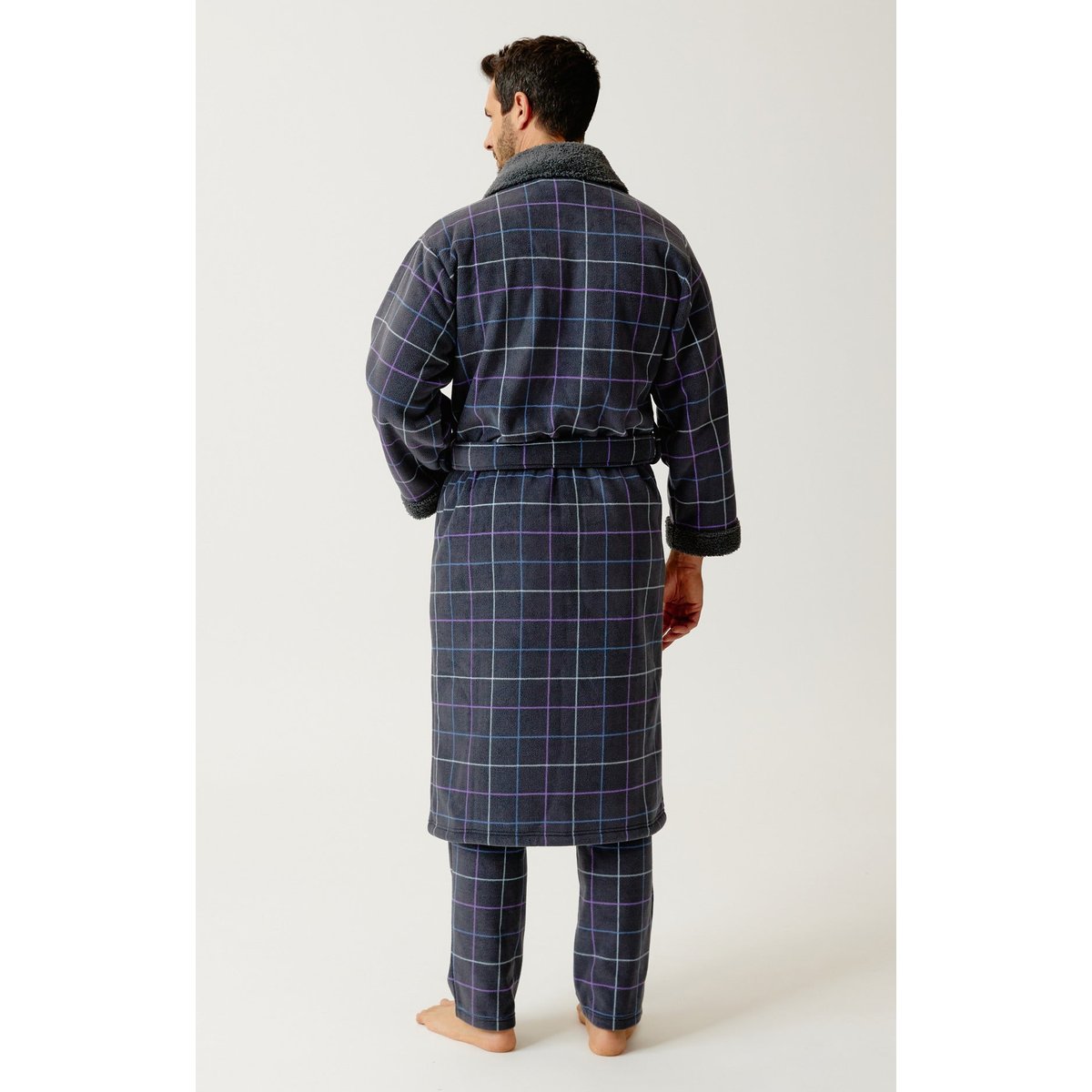 Robe de chambre en polaire à carreaux Carol ebony, ARTHUR