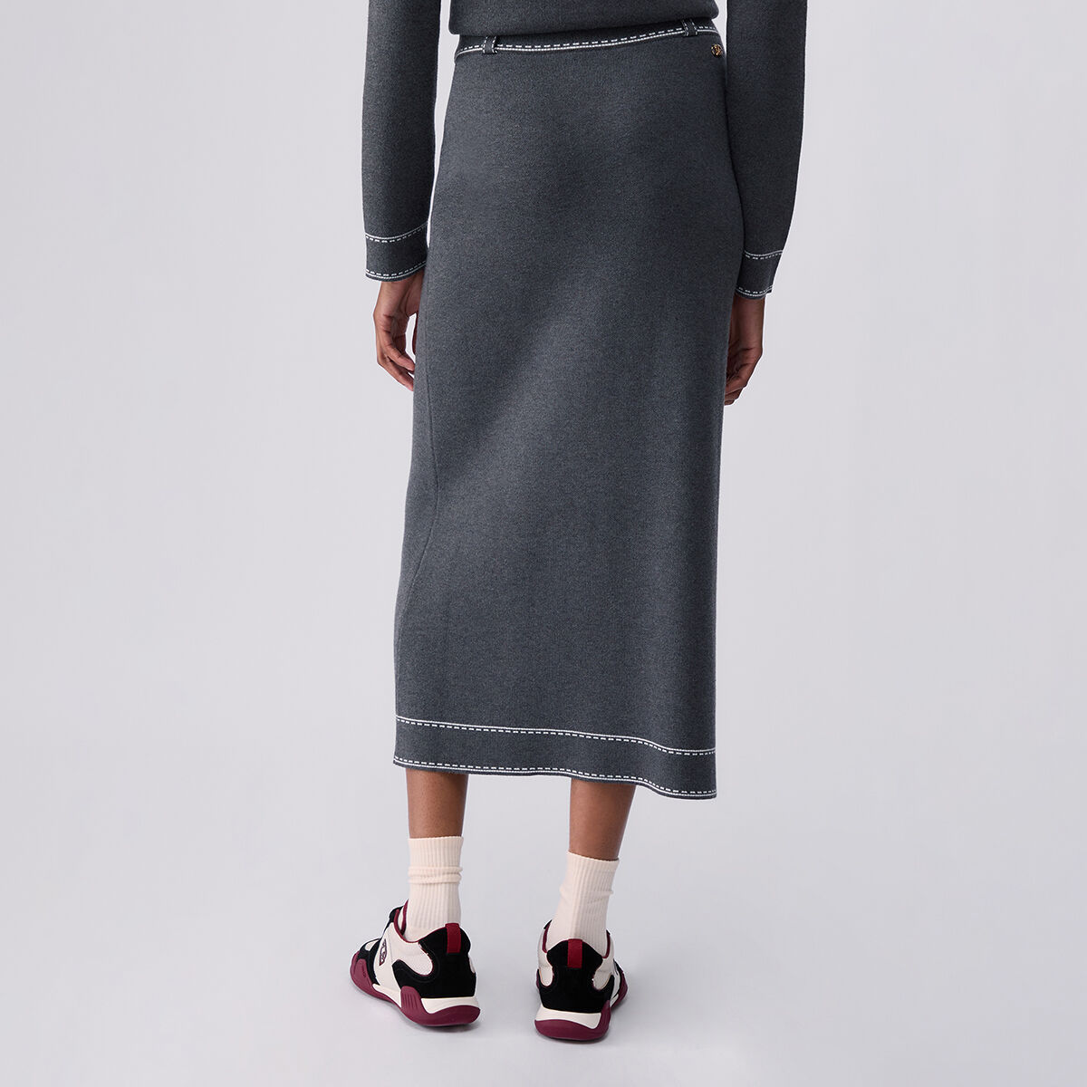 Jupe midi en mélange de soie gris, LIU JO