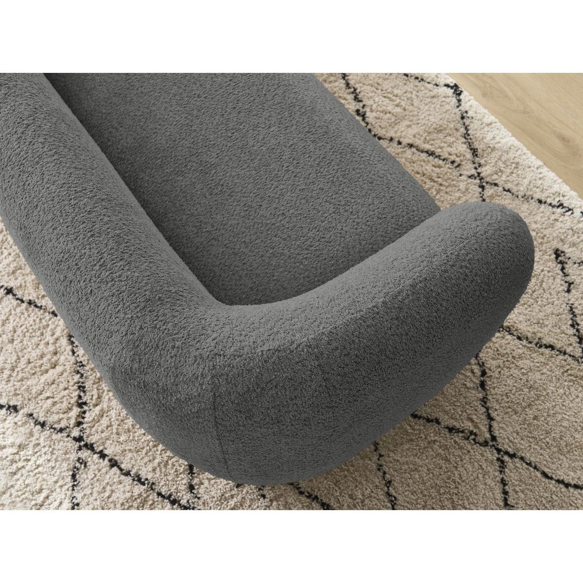 Canapé droit fixe 2 places en tissu bouclette, CELINE gris foncé, BOBOCHIC
