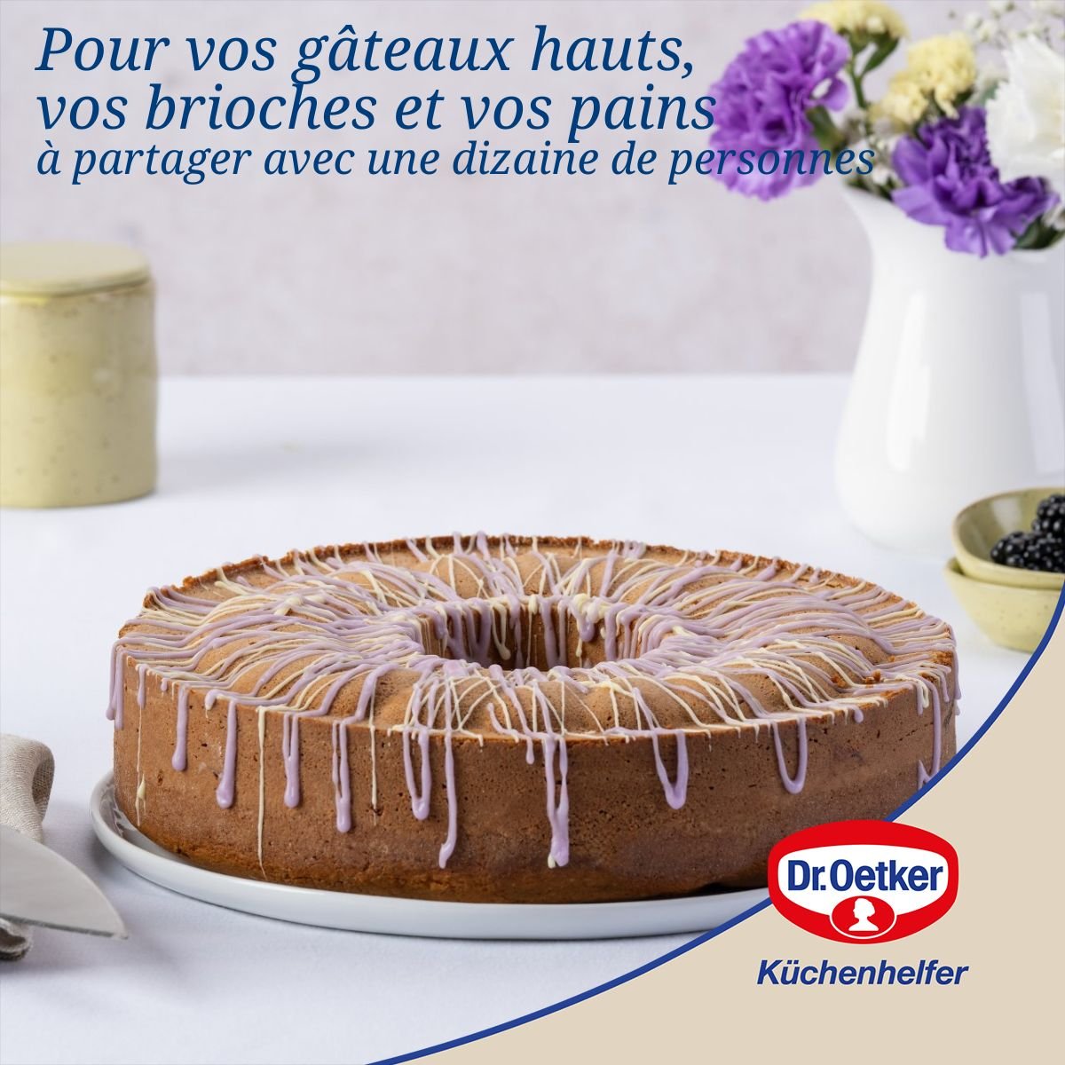Moule à manqué et savarin, 2 fonds BACK LIEBE bleu, DR OETKER