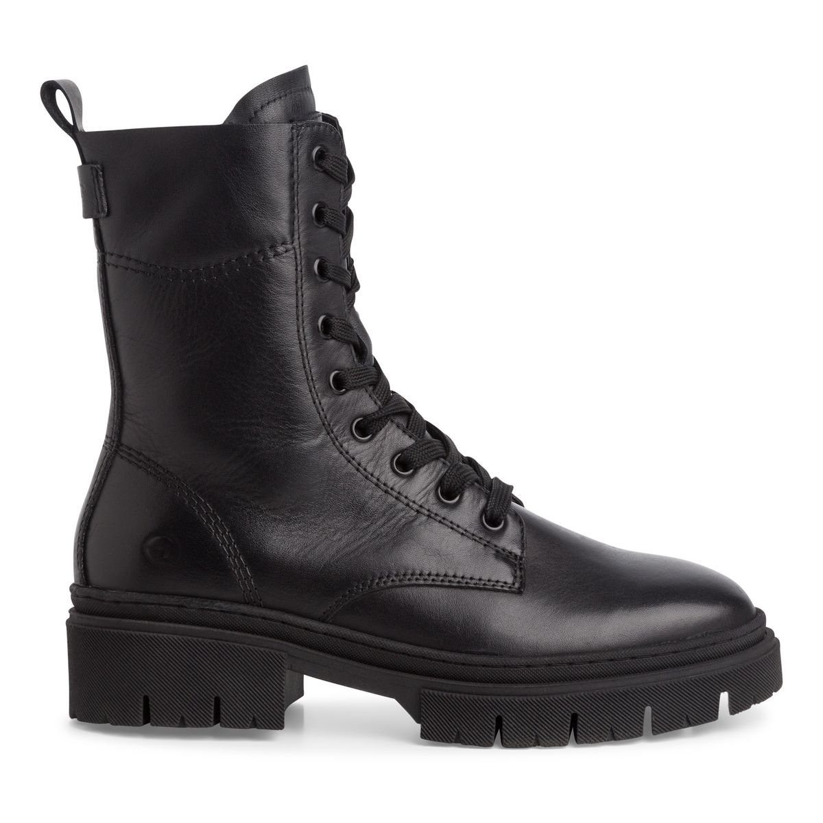 Bottine en cuir noir, TAMARIS
