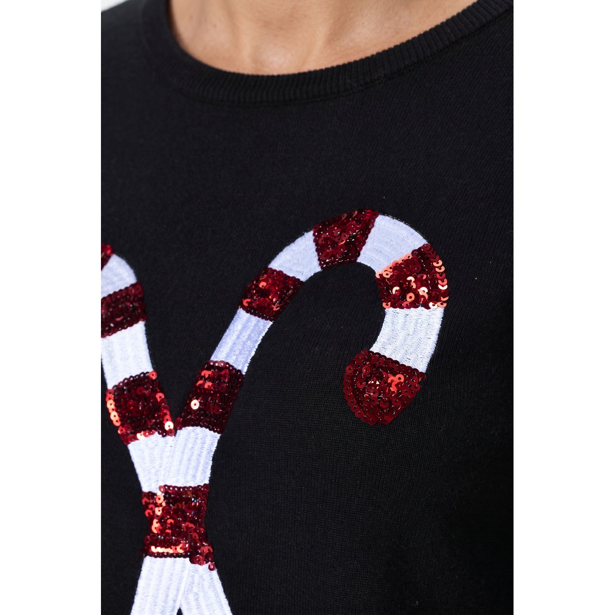 Pull de Noël, motif sucres d'orge noir, ULLA POPKEN