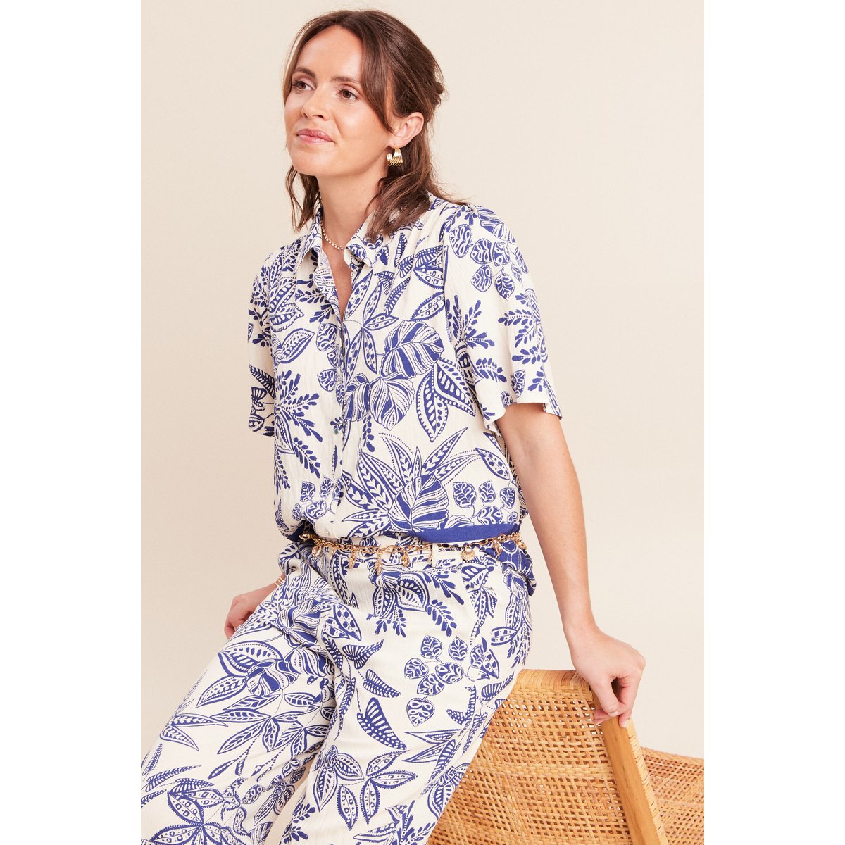 Chemise fluide manches courtes bleu, BREAL