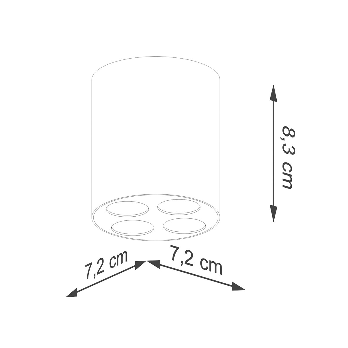Plafonnier Aluminium Noir LED 4 Zoe noir, EDEN