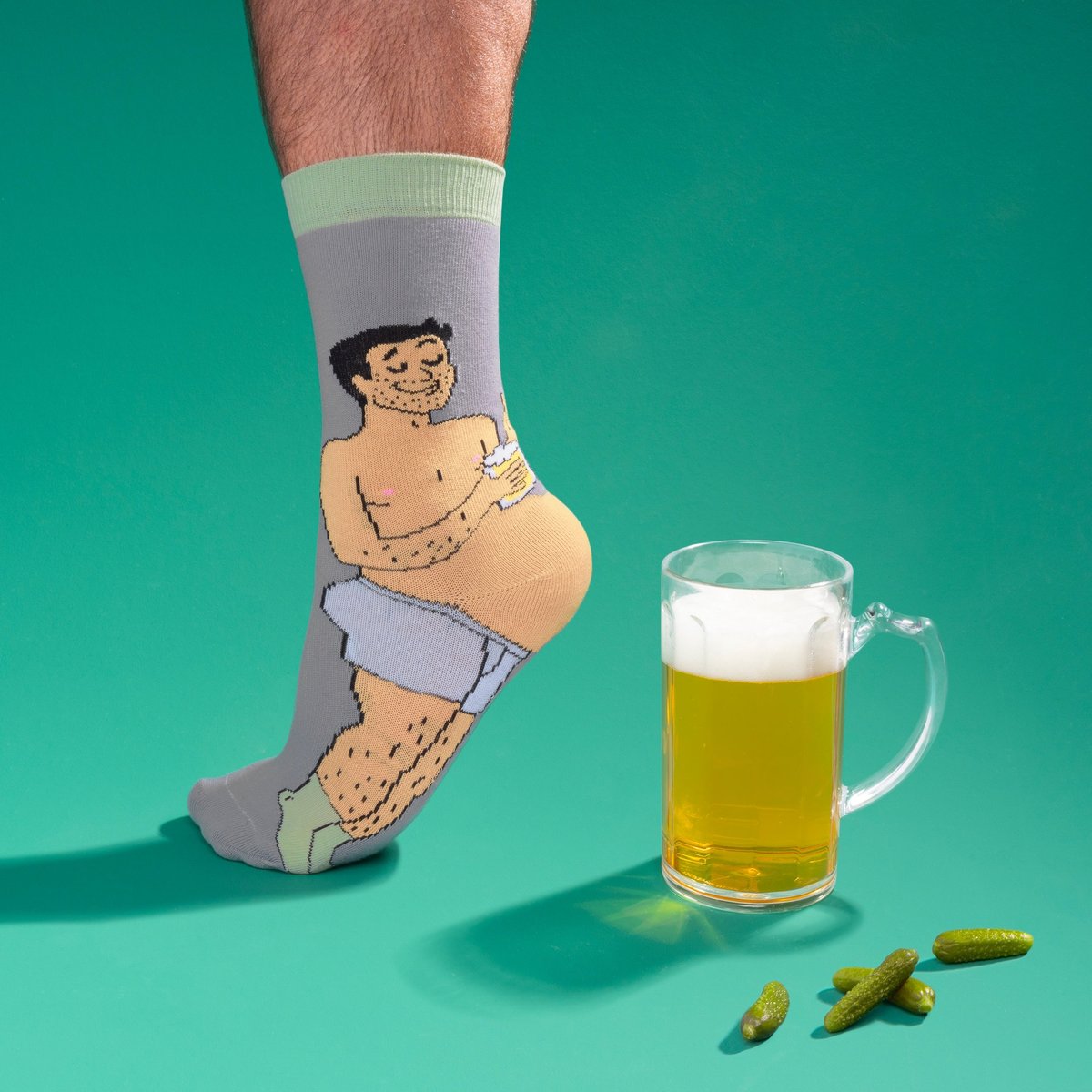 Chaussettes Bidon Bière - Blanc gris, COUCOU SUZETTE