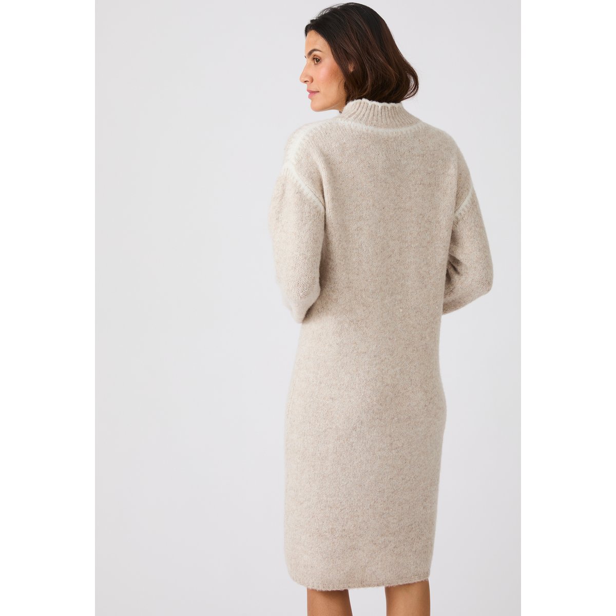 Robe-pull détails contrastants Thermolactyl marron beige chiné, DAMART