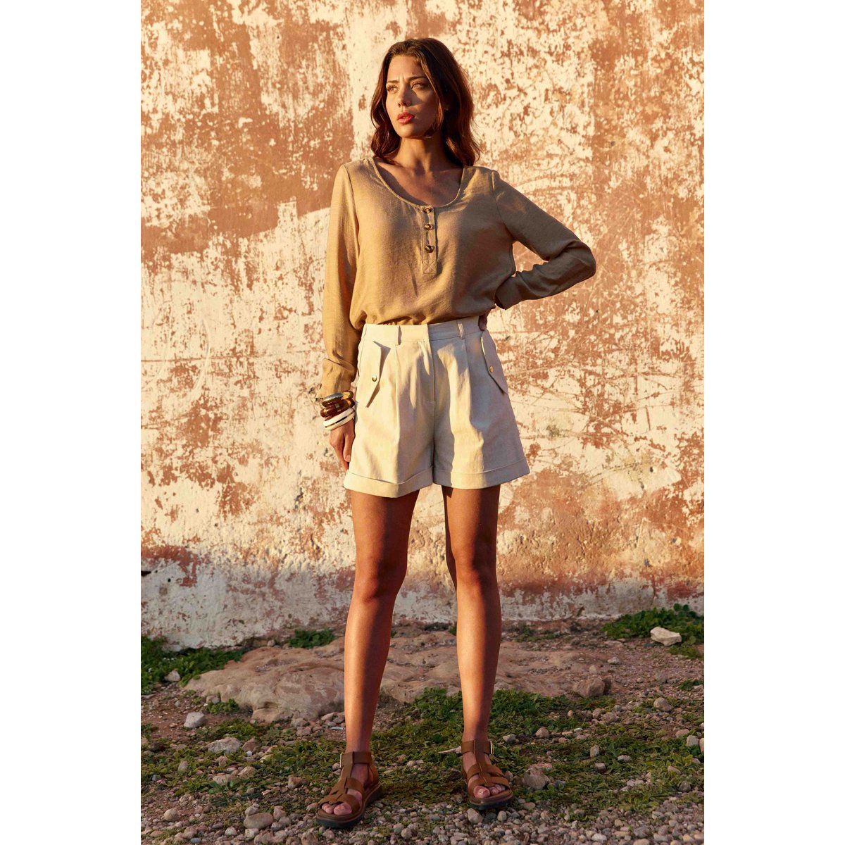 Short  large uni SHARON 05-naturel, LA PETITE ETOILE