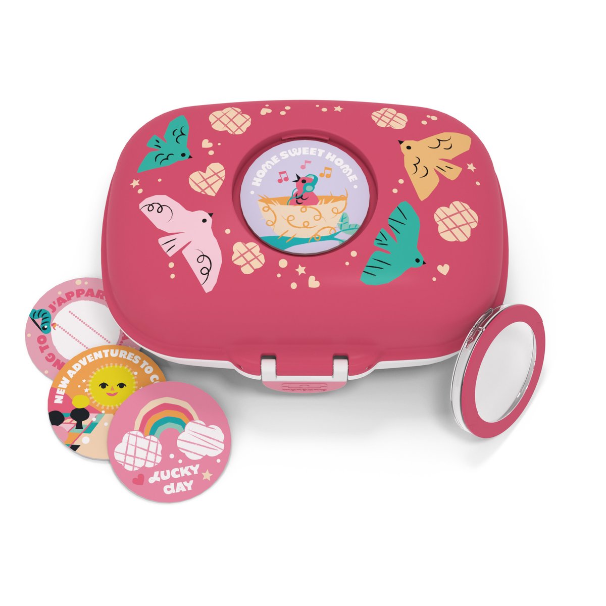 Boite À Gouter Mb Gram Cannelle Fox - 600 Ml - Rose rose birds, MONBENTO