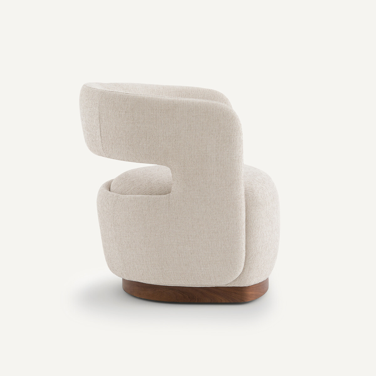 Fauteuil texturé pivotant base plaqué noyer Jesper ficelle, AM.PM