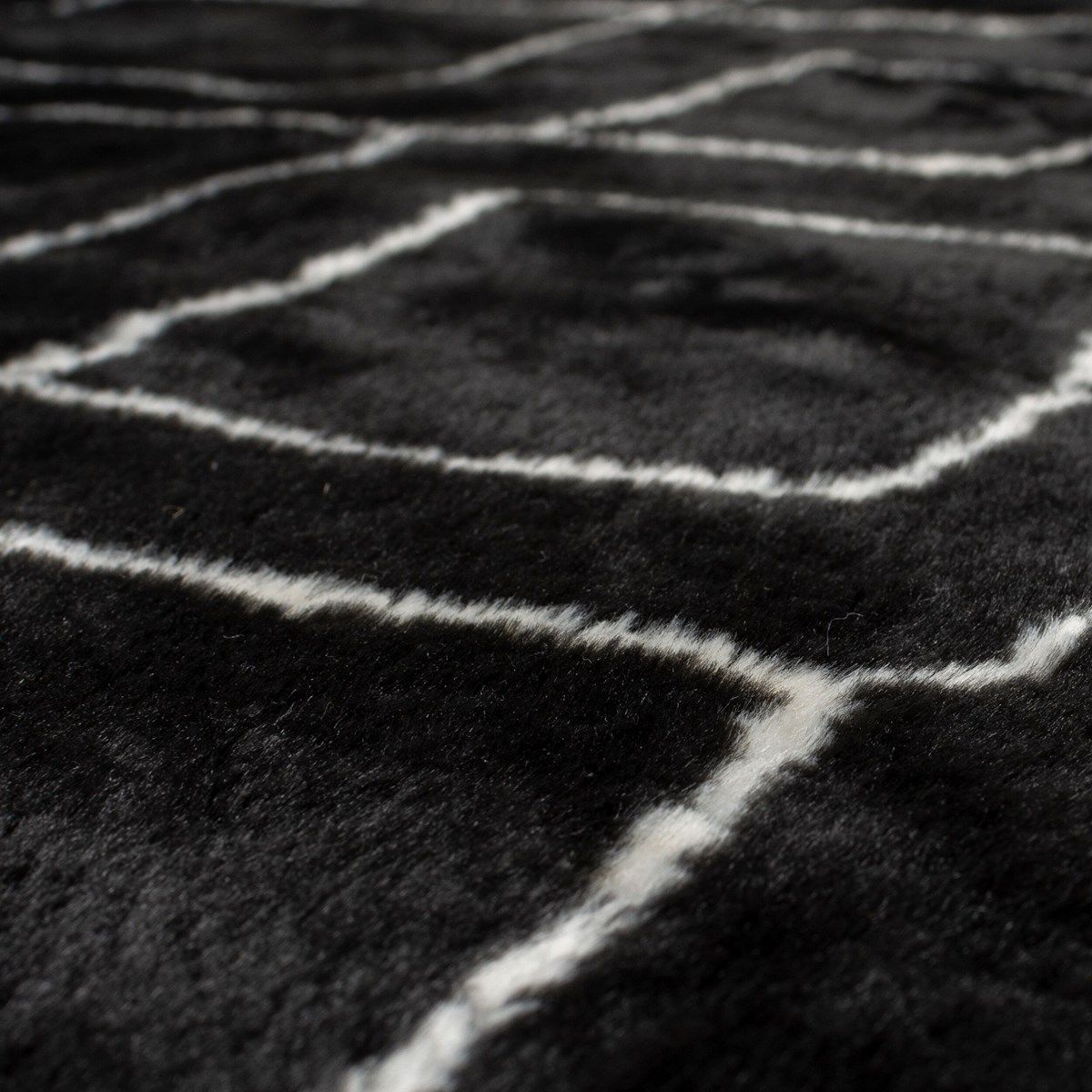 Tapis style berbère ultra-doux RAMIN noir, blanc, NOVATREND