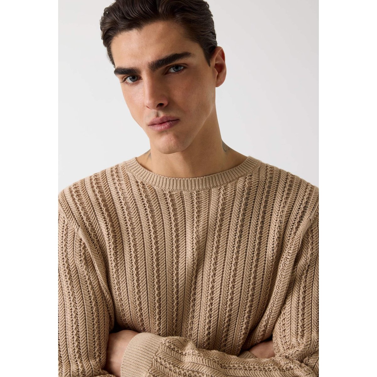 Pull En Mélange Modal beige, GUESS