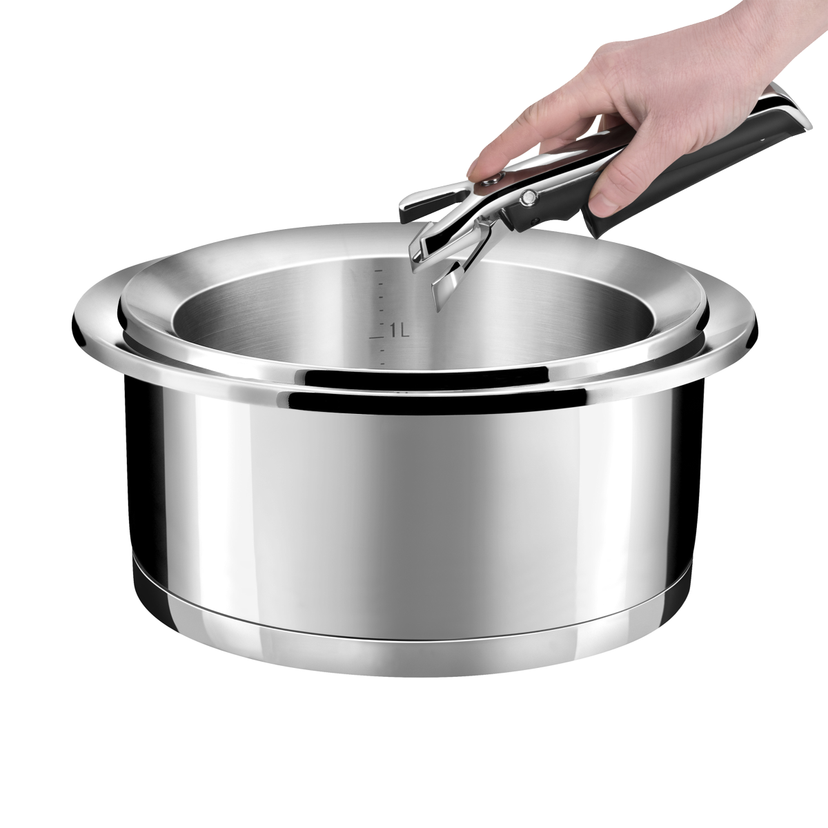 Lot de 2 casseroles 16/20cm avec poignée amovible - YCÔNE inox, CUISINOX