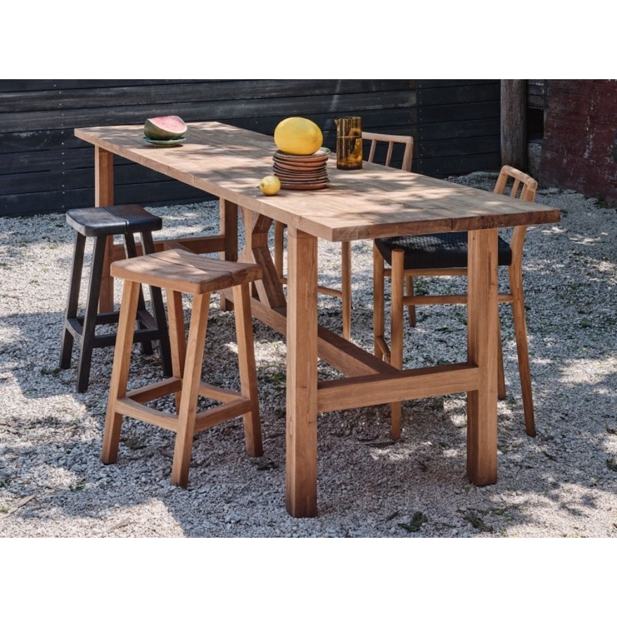 Tabouret de bar en teck - ELDORADO marron, MATHI DESIGN